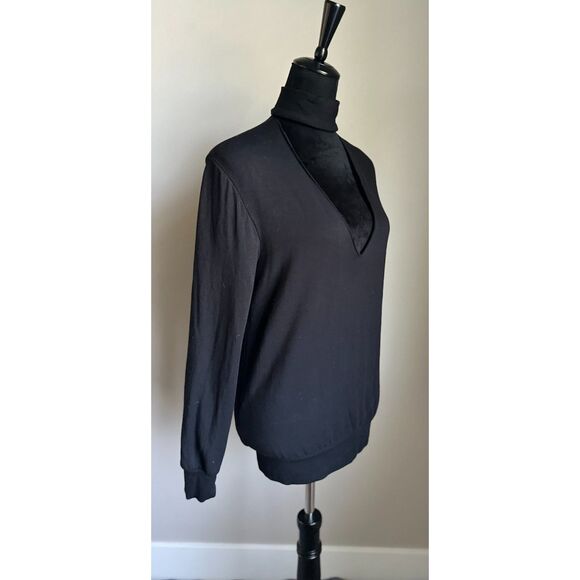 BAILEY 44 Women's Cut Black Eye Splice Choker Long Sleeve Sweatshirt Size Small - Picture 3 of 9